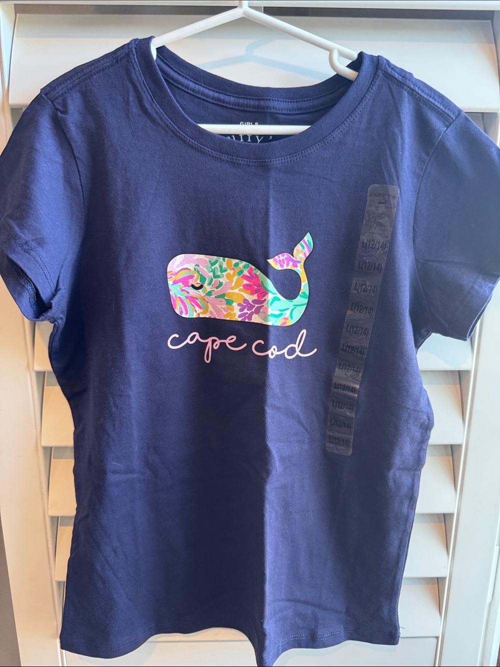 Cape Cod Navy Kids Graphic Tee with Colorful Whale